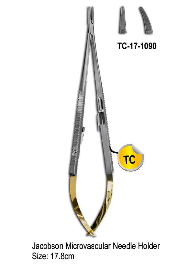 TC Jacobson Microvascular Needle Holder 17.8cm with Gold Plated