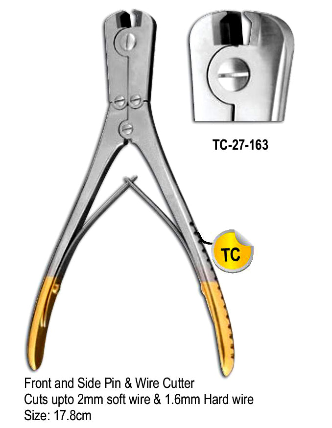 TC Front and Side Pin & Wire Cutter Cuts Upto 2mm Soft Wire & 1.6mm Hard Wire 17.8cm with Gold Plated
