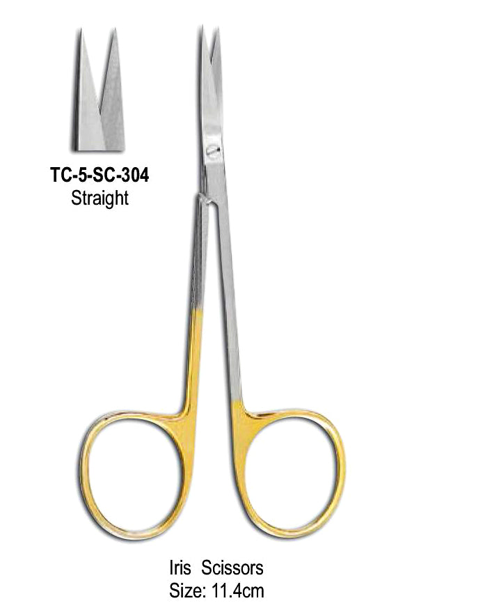 TC & Super Cut Iris Scissor Straight 11.4cm with Gold Plated Rings