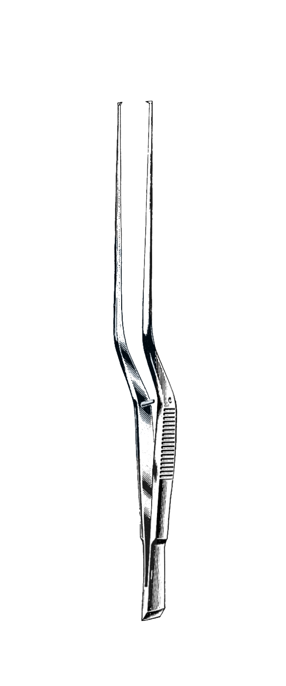 Cushing Forceps, Bayonet, 1 x 2 Teeth, 7 1/2" (19 cm) - Garana Industries
