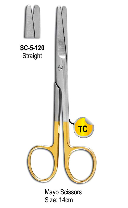 TC Mayo Scissor Straight 14cm with Gold Plated Rings