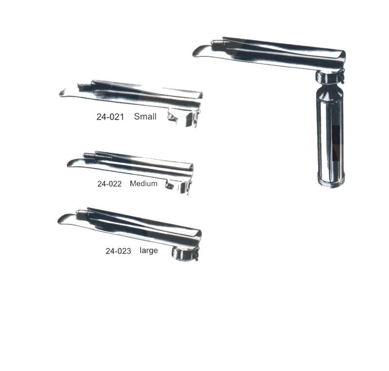 Laryngoscopes ( Guedel ) Complete With Battery Handle And 3 Blade, In Velved-Lined Case, Small - Garana Industries