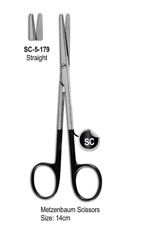 Metzenbaum Super Cut Scissor Straight 14cm with Black Color Rings