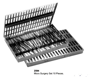 Micro Surgery Set of 10 Pieces with Sterilization Tray