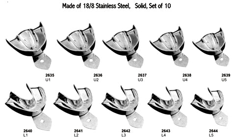 Impression Trays Solid Set of 10 Pieces