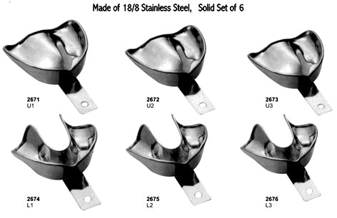 Impression Trays Solid Set of 06 Pieces