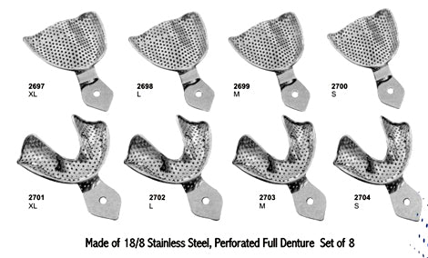 Impression Trays Perforated Full Denture Set of 08 Pieces