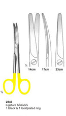 TC Scissor Ligature 1 Black & 1 Goldplated Ring 17cm