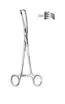 Teale Vulsellum Forceps, 3 x 4 Teeth, Curved Side 9" (23 cm) - Garana Industries