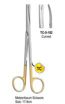 TC Metzenbaum Scissor Curved 17.8cm with Gold Plated Rings