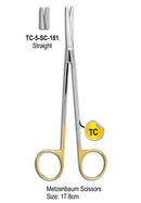 TC & Super Cut Metzenbaum Scissor Straight 17.8cm with Gold Plated Rings