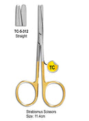 TC Strabismus Scissor Straight 11.4cm with Gold Plated Rings