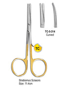 TC Strabismus Scissor Curved 11.4cm with Gold Plated Rings