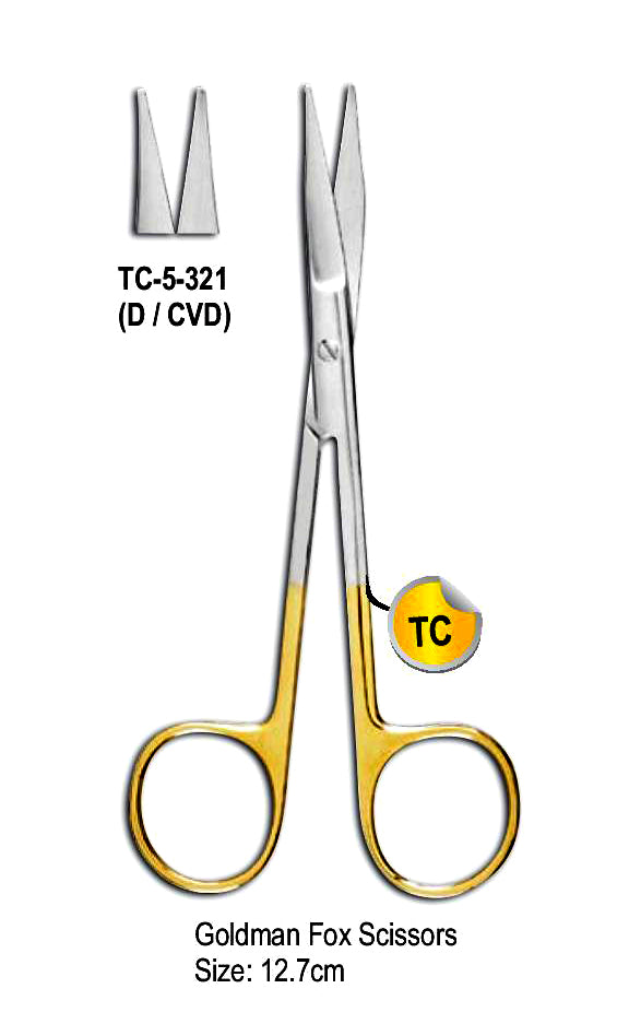 TC Goldman Fox Scissor D/CVD 12.7cm with Gold Plated Rings