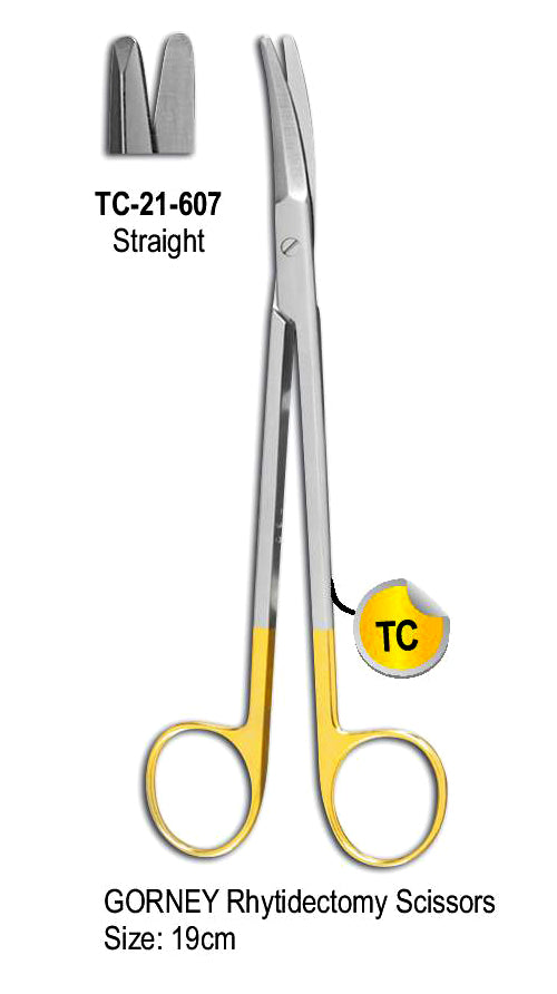 TC Gorney Rhytidectomy Scissor Straight 19cm with Gold Plated Rings