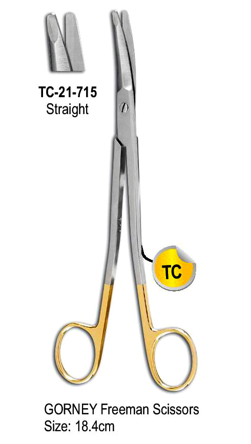 TC Gorney Freeman Scissor Straight 18.4cm with Gold Plated Rings