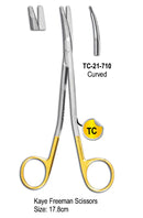TC Kaye Freeman Scissor Curved 17.8cm with Gold Plated Rings