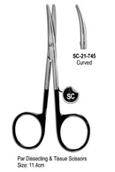 Par Dissecting & Tissue Scissor Super Cut Scissor Curved 11.4cm with Black Color Rings