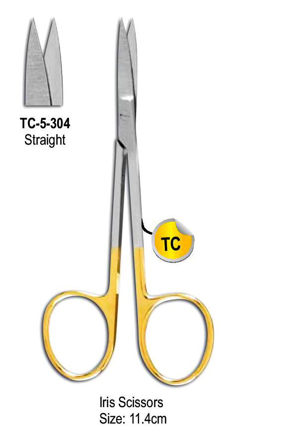 TC Iris Scissor Straight 11.4cm with Gold Plated Rings