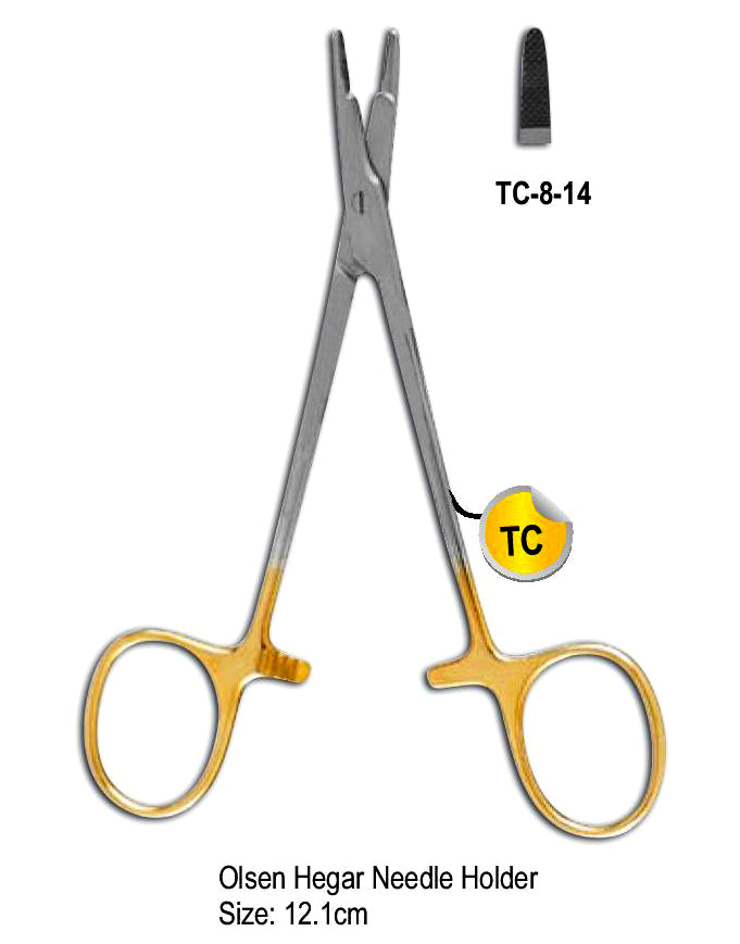 TC Olsen Hegar Needle Holder 12.1cm with Gold Plated Rings