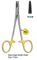 TC Mayo Hegar Needle Holder 17.8cm with Gold Plated Rings