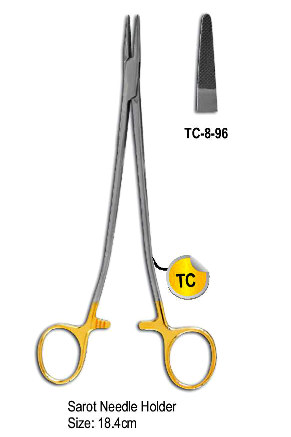 TC Sarot Needle Holder 18.4cm with Gold Plated Rings