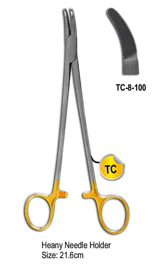 TC Heany Needle Holder 21.6cm with Gold Plated Rings