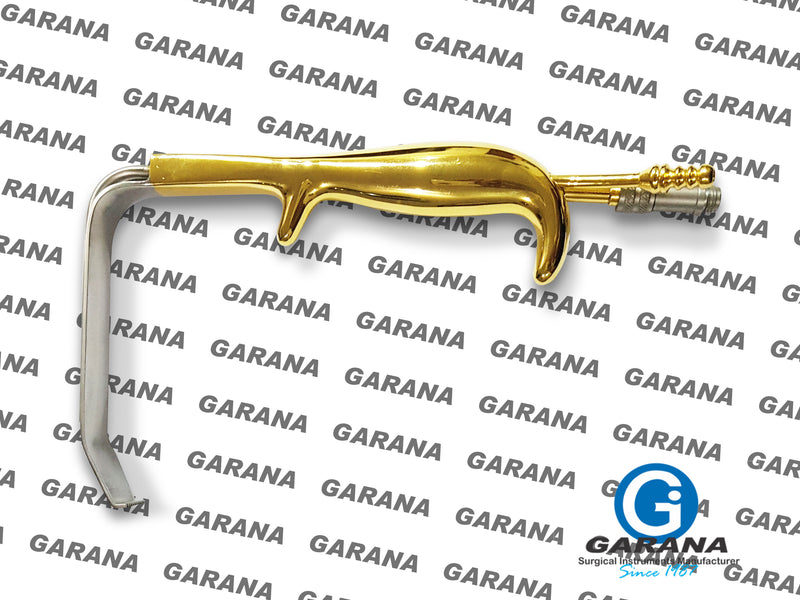 Ferreira Breast Retractor With Fiber Optic & Suction Tube Gold Plated With Teeth Blade 4.5" x 1" Width from Teeth 0.80" - Garana Industries