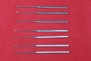 Buck Ear Curette Set of 7 Piece Sharp Point Round handle overall length 6.5"