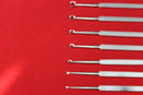 Buck Ear Curette Set of 7 Piece Sharp Point Flate handle overall length 6.5"