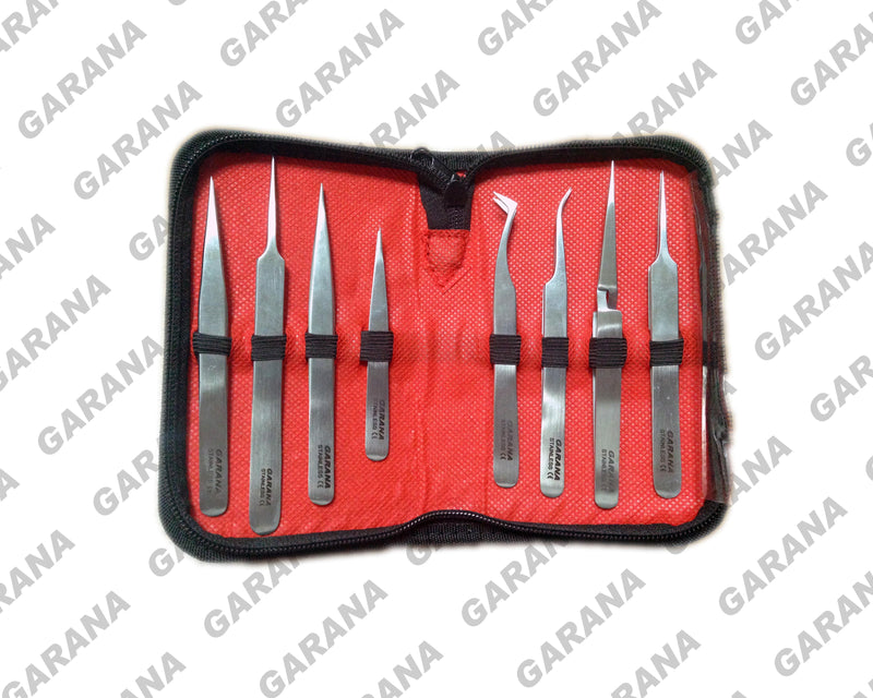 8 Pcs Swiss Jewelry Style Precision Micro Forceps Tweezers Set Kit